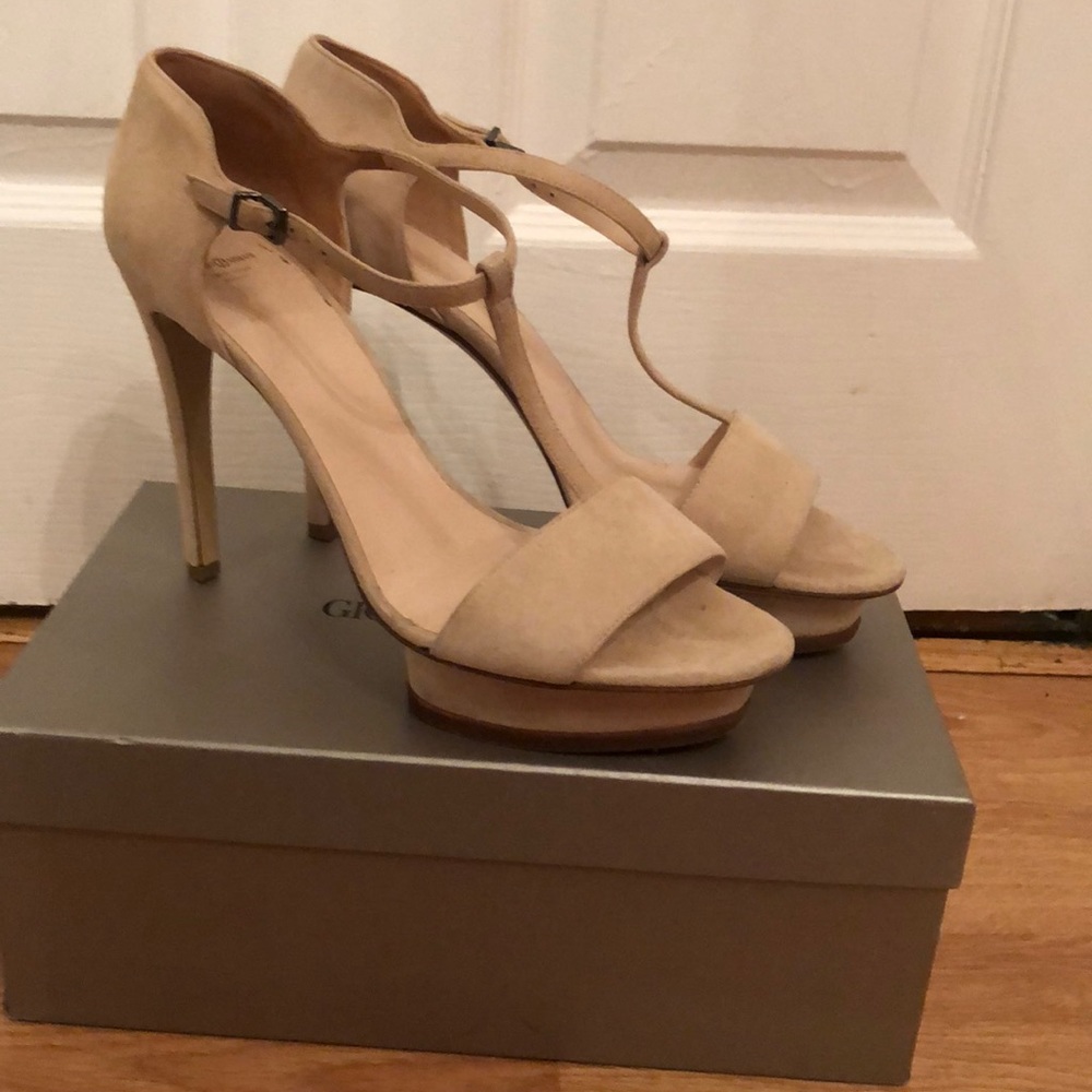 Blush Nude Giorgio Armani T-Strap Platform Pump